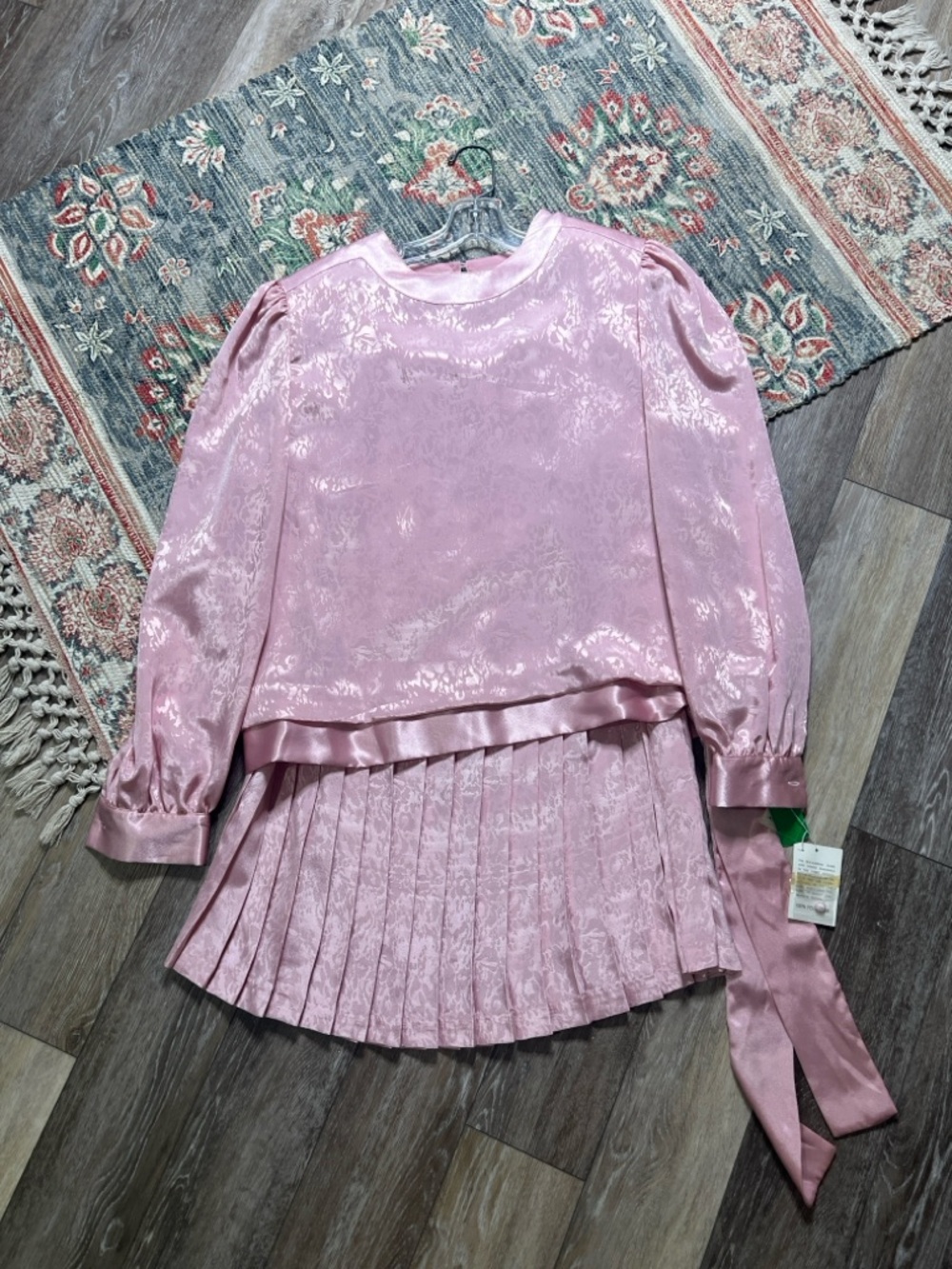 In the Mood Pink Shimmer Pleated Skirt Set